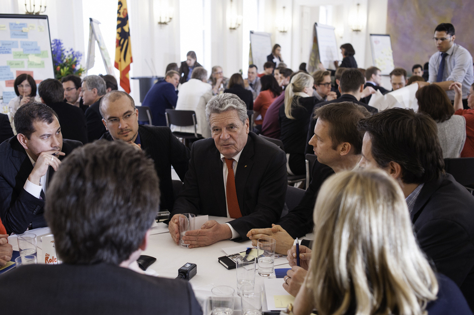 Bundespräsident Joachim Gauck in der Arbeitsgruppen Deutschland in Europa